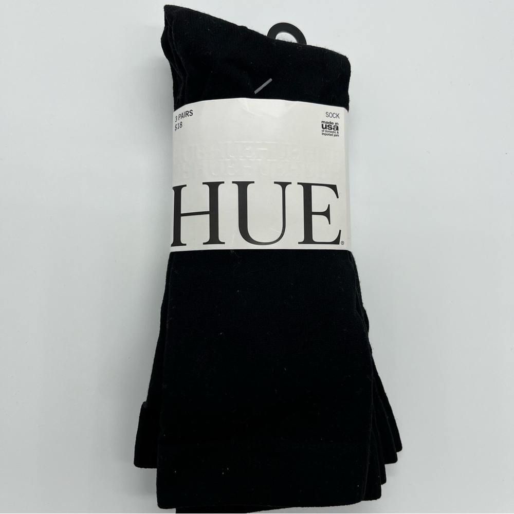 HUE Womens Sleek Socks 3 Pack Onesize Black